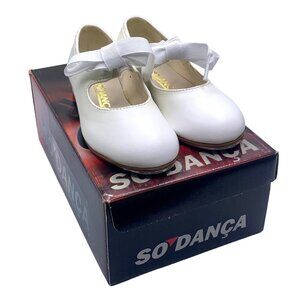 So Danca White Tyette Tap Valiant Vegan 13.5 Shoes Elastic Snaps Dance Recital